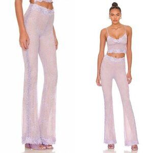 NEW Boys Lie x Yung Reaper Lace Low Rise Pant M Purple Lilac Flare Pearl Sheer
